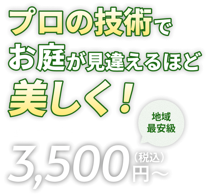 プロの技術でお庭が見違えるほど美しく！庭木1本あたり3,500円（税込）～